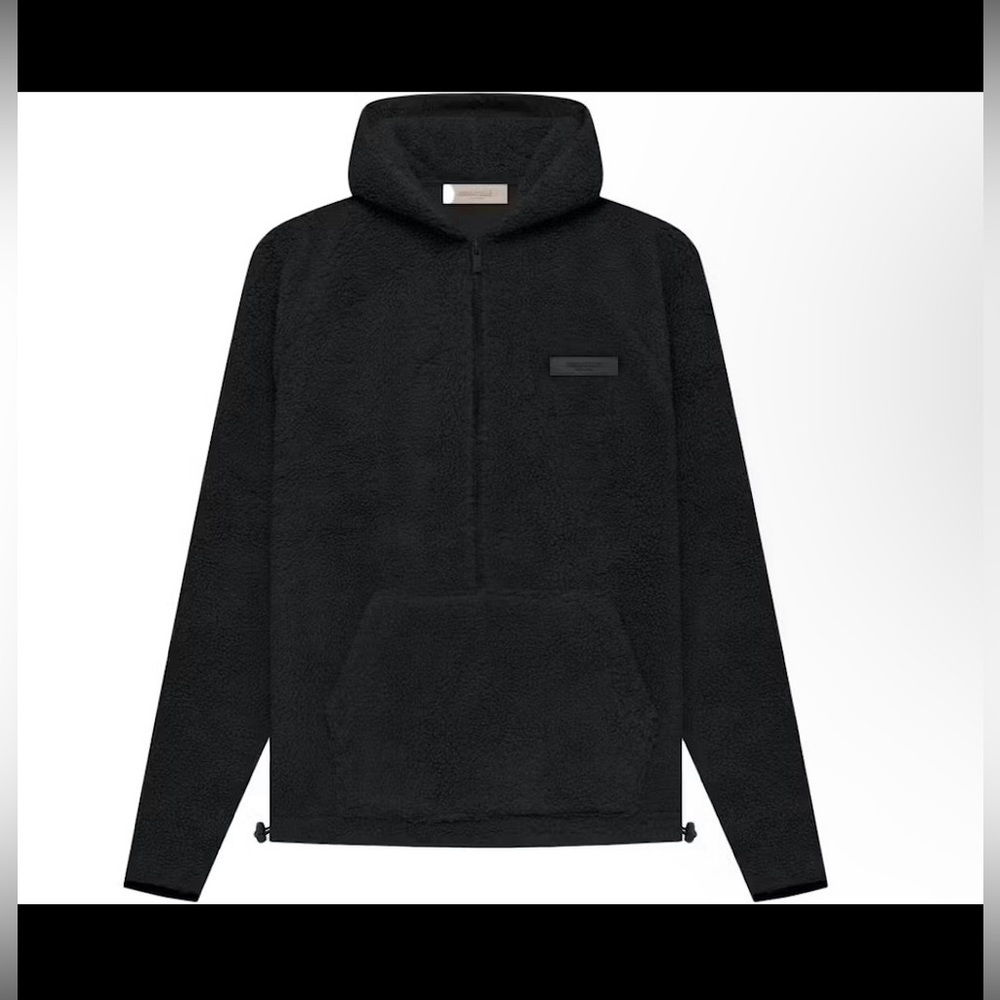 Essentials fear of god fleece quarter zip hoodie black xxl